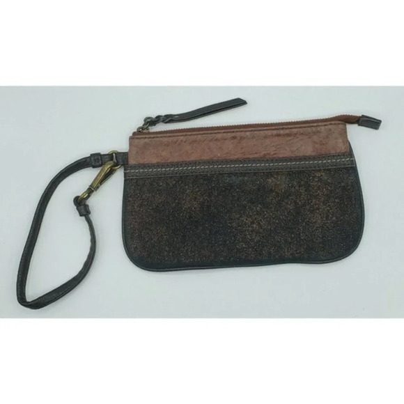 The Sak Crackle Brown Leather Suede Wristlet - Picture 3 of 7